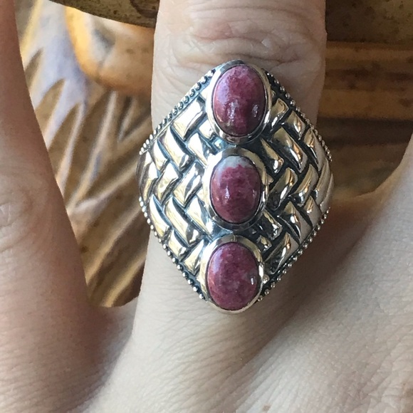 Norwegian Thulite Sterling Silver Ring - Picture 1 of 8